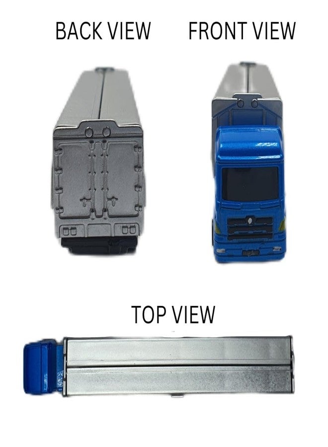 MINIMOTO Mini Trailer Truck in Die Cast Alloy Metal Heavy Duty Truck Toy 1:64 Scaled Model | Mini Vehicles Transport Toys for Kids Boys Adult Men | Collectables & Realistic Design Free Wheel in Blue - Image 4